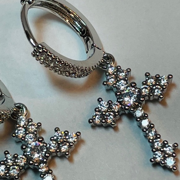 Sterling Cross Earrings - Picture 5 of 6